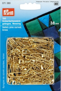 Prym Sicherheitsnadeln Messing gebogen, gold Nr. 2, 38 mm, Karte 150 Stk.