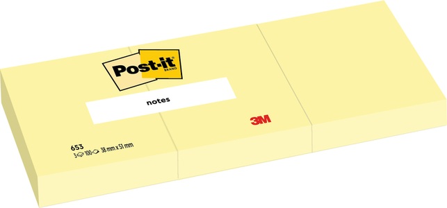 3m, 3M Notizzettel Post-it 5,1 x 3,8 cm Gelb, Breite, Post-it Post-it 653, 38x51 mm, 12 Stk.