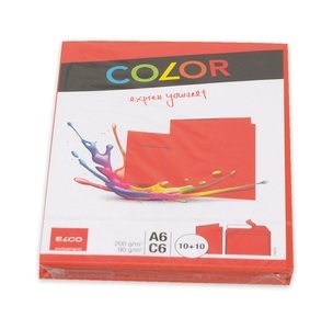 Elco, ELCO Doppelkarte mit Couvert Color A6/C6, ELCO Doppelkarten A6 74834.92 Couverts C6 10/10 rot