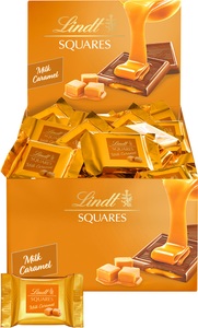 Lindt, LINDT Squares Pralinés Milk-Caramel 461170 Thekensteller 750g, LINDT Squares Pralinés Milk-Caramel 461170 Thekensteller 750g