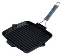 STAUB, 1x Grillpfanne schwarz quadratisch, 24x24cm, Grillpfanne schwarz quadratisch, 24x24cm