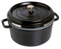 STAUB, 1x Topf rund m. Dampfeinsatz schwarz 5.2 lt., 26cm, Cocotte mit Dämpfeinsatz 26cm, rund, Schwarz, Gusseisen