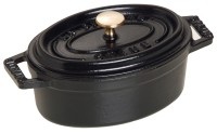 STAUB, 1x Topf oval mini schwarz 0.25 lt., 11cm, Staub Gusseisentopf STAUB