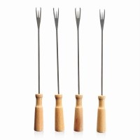 Boska, Boska - 4er-Set Fondue-Gabeln Oslo - Hellbraun, Fonduegabeln Oslo braun Edelstahl Holz 285mm