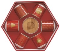 Easy Life, 6x Coffee Mania 6er Espr.-becher m. Unters. GB,´´Red´´,110ml, Coffee Mania 6er Espr.-becher m. Unters.,Red,110ml