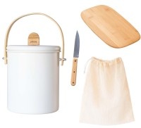 Pebbly, 4tlg. Pebbly Zero Waste Set Schneidebr. Messer Sack Kompostb, 4er Set Schneidebrett Messer Sack und Kompostbeutel