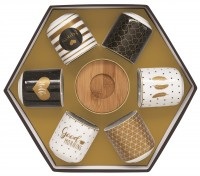 Easy Life, 6x Coffee Mania 6er Espr.-becher m. Unters. GB,´´Feder´´,110ml, Coffee Mania 6er Espr.-becher m. Untert.Feder,110ml