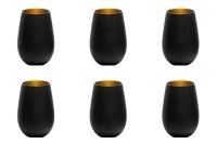 Stölzle Lausitz, Stölzle Lausitz - 6er-Set Gläser Olympic - Schwarz und Gold, Elements Becher 465ml schwarz/gold