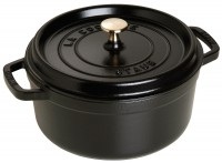 STAUB, 1x Topf rund schwarz 2.6 lt., 22cm, Staub Gusseisentopf STAUB