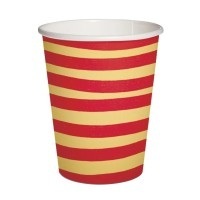 Diverse, diverse Pappbecher Maison, Pappbecher 10x Streifen beige/rot, 9.5x5.5x8cm - 0.25l