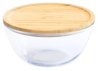 Coop, Coop Vorratsdose Pebbly, Vorratsglas mit Bambusdeckel rund 1.6l D19 H9.6cm