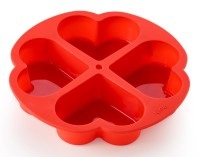 LEKUE, Lekue - Kuchenform - Rot, Backform für 4 Herzen D25.6cm Silikon rot