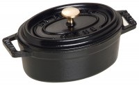 STAUB, 1x Topf oval mini schwarz 0.25 lt., 11cm, Staub Gusseisentopf STAUB