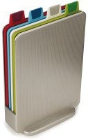 Joseph joseph, Joseph Joseph - Schneidebrett JOSEPH JOSEPH - bunt - Kunststoff - 21.5cm/15.4cm, Schneidebrett Index Mini plastikmaterial grau / Set aus 4 Brettern mit Ständer - Joseph Joseph grau en plastikmaterial