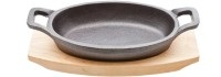 Schönwald, Playground Pfanne oval 2 Griffe 16cm Holzuntersetzer 15.5x10