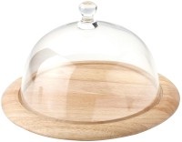 Continenta, Continenta - Käseplatte 26 cm - Hellbraun, Gummibaum Käseglocke rund, 2tlg. 26x16cm