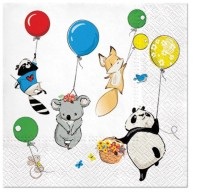 undefined, Servietten Tiere mit Ballon 20 Stück, Servietten Lunch 20x Tiere m. Ballon, 33x33cm