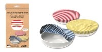 nuts, Nuts - Schüsselabdeckung Baumwolle, rund 3er Set blau/gelb/rot 30,2, 