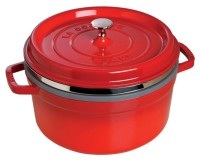 STAUB, 1x Topf rund m. Dampfeinsatz Vitamin Kirschrot 5.2 lt., 26cm, 
