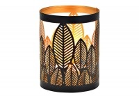 andersign, Windlicht Blatt Dekor aus Metall Schwarz, gold, 10x13x10cm, G. Wurm Windlicht Blatt 13 cm, Schwarz/Gold
