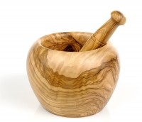 Mörser m. Stössel Olivenholz Ø14 cm