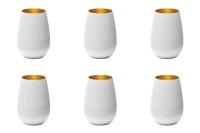 Stölzle Lausitz, Stölzle Lausitz - 6er-Set Gläser Olympic - Weiss und Bronze, Elements Becher 465ml weiss/bronze