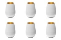 Stölzle Lausitz, Stölzle Lausitz - 6er-Set Gläser Olympic - Weiss und Gold, Elements Becher 465ml weiss/gold