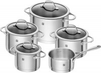 Zwilling Kitchen, 1x ZWILLING Essence Kochtopfset 5-tlg., XXXLutz Kochtopfset zwilling kochtopfset essence 5-teilig , Zwilling Essence PAN SET 5 Pcs , Silberfarben , Metall , 16 cm,20 cm , 2 l,3,5 l,6 l,3 l,1,5 l , 26x33.5x44 cm , Messskala, backofengeeignet, stapelbar, breiter Schüttrand, leichte Reinigun