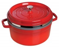 STAUB, 1x Topf rund m. Dampfeinsatz Vitamin Kirschrot 5.2 lt., 26cm, 