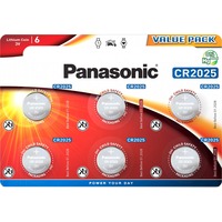 Panasonic, Panasonic Lithium Power 6x CR2025 Batterien, Lithium Knopfzelle CR-2025EL/6B, Akku