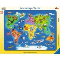 Ravensburger, RAVENSBURGER Puzzle 30 Teile Weltkarte mit Tieren, Ravensburger Puzzle Weltkarte mit Tieren 30 Teile (1 Stk)