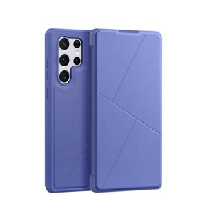 Dux Ducis, Dux Ducis - Samsung Galaxy S22 Ultra 5G Magnet Flip Wallet Cover Leder Tasche Geometrisches Design - Blau, 