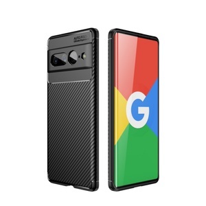 Sonstige Marke, Google Pixel 7 Pro Gummi Case Schutzhülle mit Air Cushion Fallschutz im Carbon Look - Schwarz, 