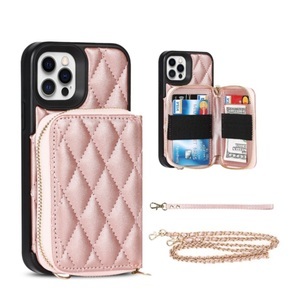 Sonstige Marke, iPhone 12 Pro Max Necklace Leder Hülle mit Magnet Wallet Kreditkarten Münzfach + Handykette (140cm) - Roségold, 