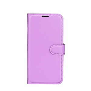 Sonstige Marke, iPhone 14 Leder Tasche Flip Cover Litchi Look - Lila, 