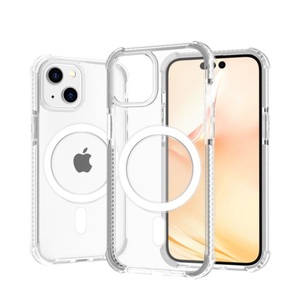 Sonstige Marke, iPhone 14 Plus MagSafe Hybrid Hülle TPU Bumper Acryl Rückseite Air Cushion Fallschutz - Weiss / Transparens, 