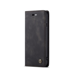 CaseMe, Caseme - iPhone SE (2022/2020) / 8 / 7 / 6S Leder Tasche Flip Wallet Etui mit Kartenfächern - Schwarz, 