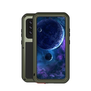Love Mei, LOVE MEI - Samsung Galaxy A52s 5G / A52 (5G) Silikon Metall Outdoor Case + Panzerfolie - Dunkelgrün, 