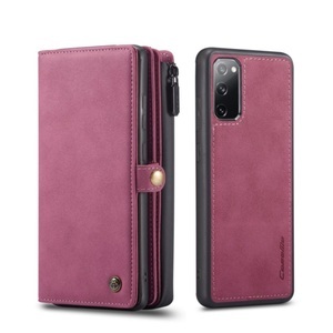 CaseMe, Caseme - Samsung Galaxy S20 FE / S20 FE 5G 3in1 Leder Tasche + Magnet Hardcase Karten Etui - Dunkelrot, 