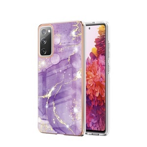 Sonstige Marke, Samsung Galaxy S20 FE / S20 FE 5G Gummi Case Hülle Galvanisierter Rahmen Marble Marmor Design - Violett / Roségold, 