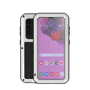 Love Mei, LOVE MEI - Samsung Galaxy S21 5G Silikon Metall Outdoor Case + Panzerfolie - Silber, 
