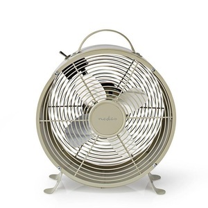 undefined, Nedis - 10 Zoll 20W Tisch Ventilator Lüfter im Retro Look mit 2 Stufen + Tragegriff (FNCL10GY20) - Grau, 