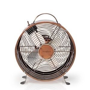 undefined, Nedis - 10 Zoll 20W Tisch Ventilator Lüfter im Retro Look mit 2 Stufen + Tragegriff (FNCL10CO20) - Kupfer, 