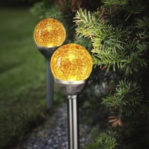 undefined, Solar LED Leuchten mit Echtglaskugeln - 2 Stück, Star Trading - Solarleuchte ROMA - silber - 8/8/26.5 cm