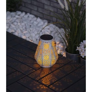 Schönenberger Elektro, Schönenberger Elektro - Sabik LED Solar Lampe Outdoor Messing Laterne Spritzwassergeschützt IP44 (20x25cm) - Amber, Schönenberger SABIK Solarlaterne Weiss/Kupfer