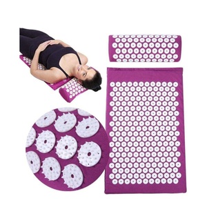 undefined, (3-tlg. Set) Akupressur Matte Stachel Massage / Entspannungsmatte + Nacken Kissen (66x40cm) - Lila, 