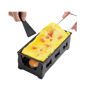 Sonstige Marke, (3-tlg. Set) Anti-Haft Raclette Käse Schmelzpfanne Geschirr Set + Spachtel - Schwarz, 