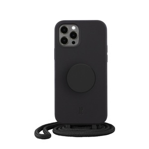 POPSOCKETS, PopSockets - (by Just Elegance) iPhone 12 / iPhone 12 Pro PopGrip 3in1 Necklace Gummi Hülle + Handykette (150cm) + PopSockets (30028) - Schwarz, 