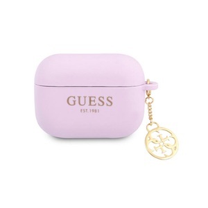 Guess, Guess - AirPods Pro Silikon Schutzhülle + Logo Anhänger (GUAPLSC4EU) - Lila / Gold, 