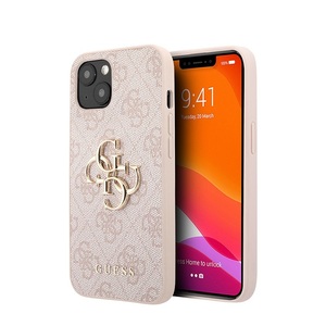 Guess, Guess - iPhone 13 Leder Hardcase Hülle Metall Logo (GUHCP13M4GMGPI) - Rosa / Gold, 